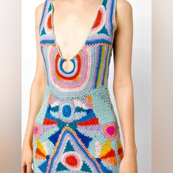 NWT Sea New York Karli Crochet Midi Dress Rainbow XS - Picture 8 of 17